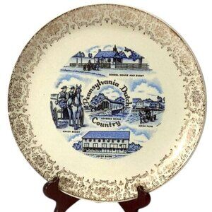 Vintage Pennsylvania Dutch Country Souvenir Plate Amish Country